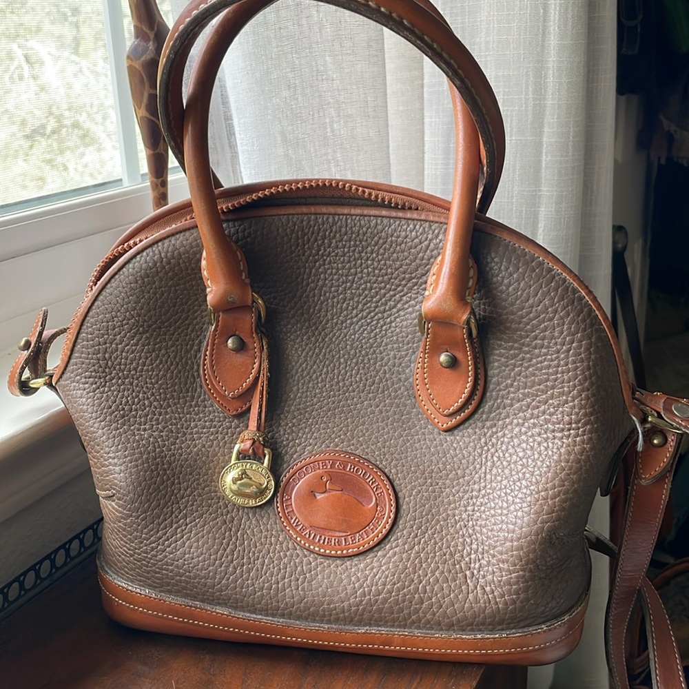 90s pebbled brown contrast Dooney & Bourke bag